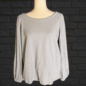 Long Sleeve Gray Wide Neck Banana Republic Blouse Size Large Textured Fabric